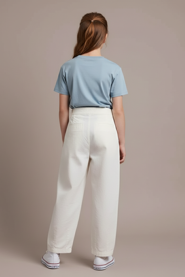 Pantalon Blanc Ample Décontracté Confortable Coton - Toile - vue 2