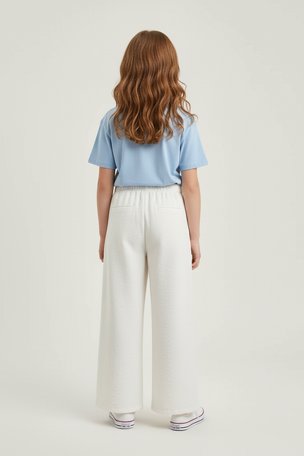 Pantalon Blanc Ample Décontracté Coton Fille - Molleton - vue 2