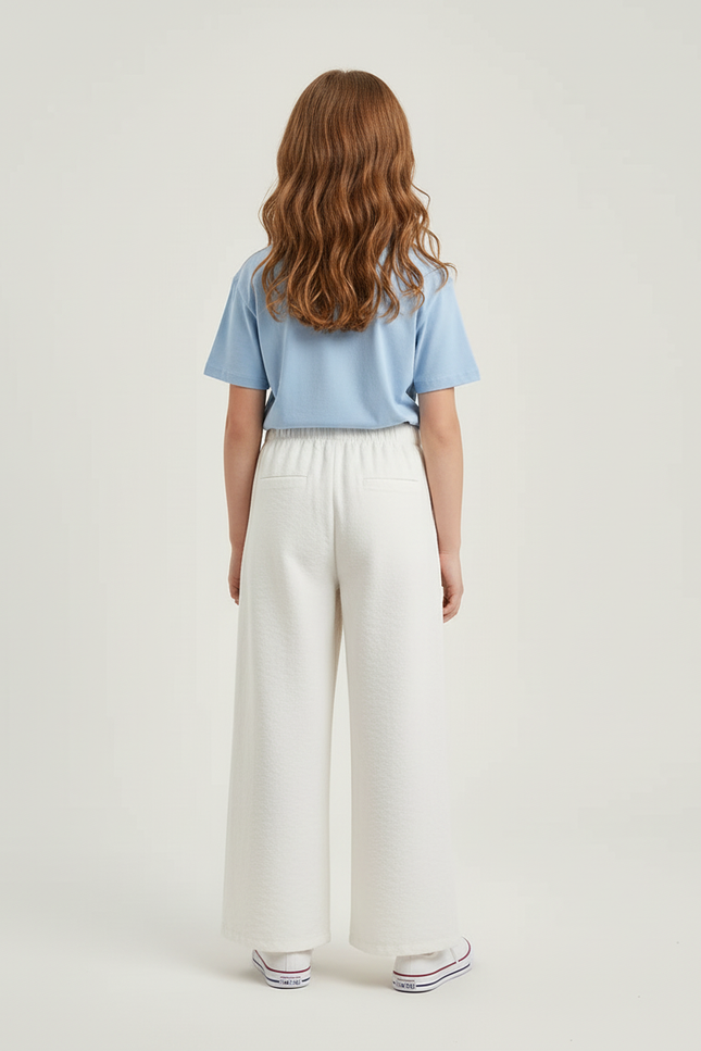 Pantalon Blanc Ample Décontracté Coton Fille - Molleton - vue 2