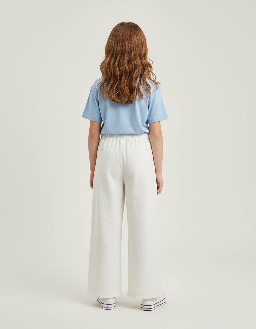 Pantalon Blanc Ample Décontracté Coton Fille - Molleton - vue 2