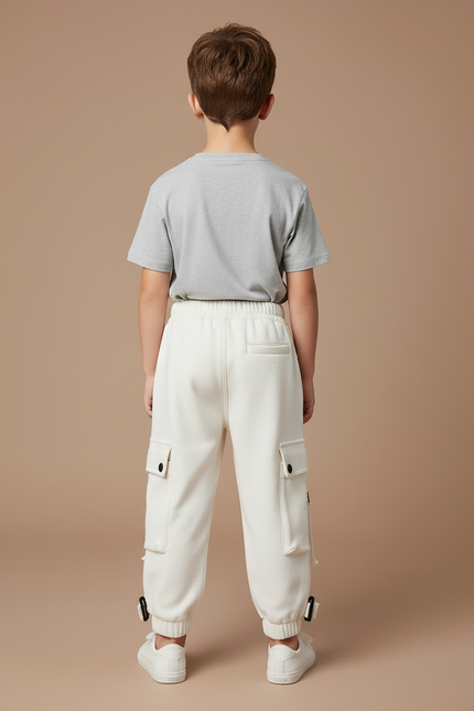 Pantalon Blanc Cargo Ample Garçon Décontracté - Molleton - vue 2