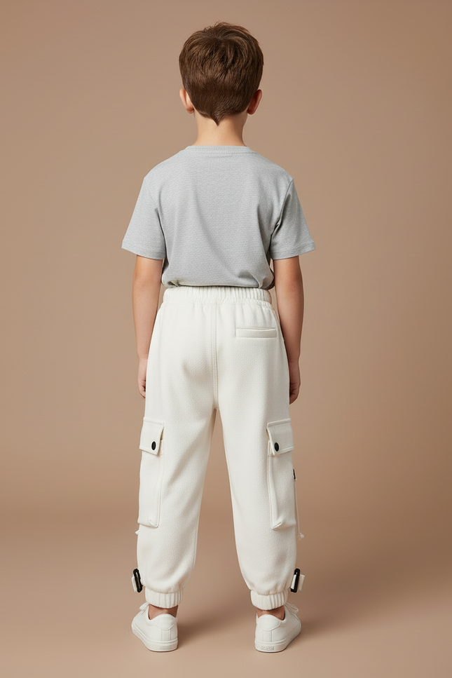 Pantalon Blanc Cargo Ample Garçon Décontracté - Molleton - vue 2