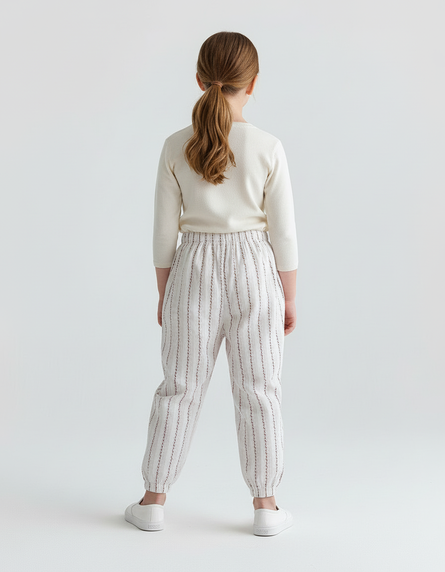 Pantalon Blanc Rayure - Lin - vue 2
