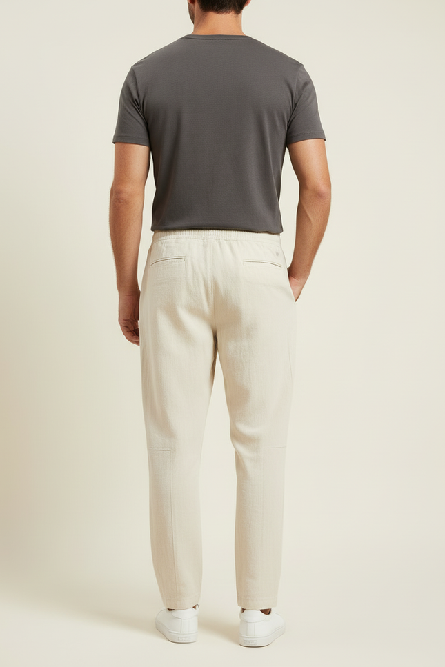 Pantalon Lin Blanc Cassé - Beige - vue 2