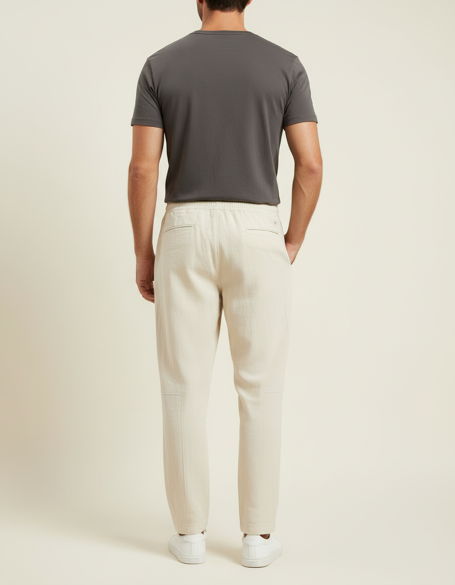 Pantalon Lin Blanc Cassé - Beige - vue 2