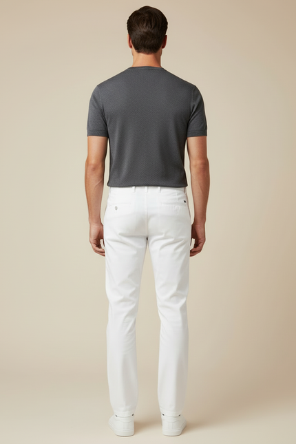 Pantalon Blanc Coton Droit Classique Homme Décontracté - vue 2