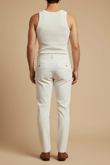 Pantalon Blanc Beige Homme - Cordé - vue 2