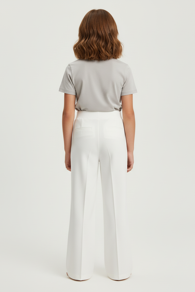 Pantalon Blanc Ample Droit Élégant Fille - Polyester - vue 2