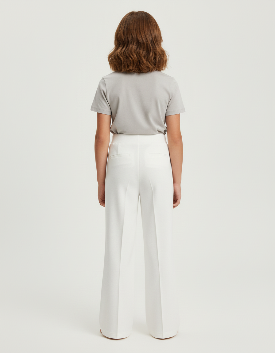 Pantalon Blanc Ample Droit Élégant Fille - Polyester - vue 2