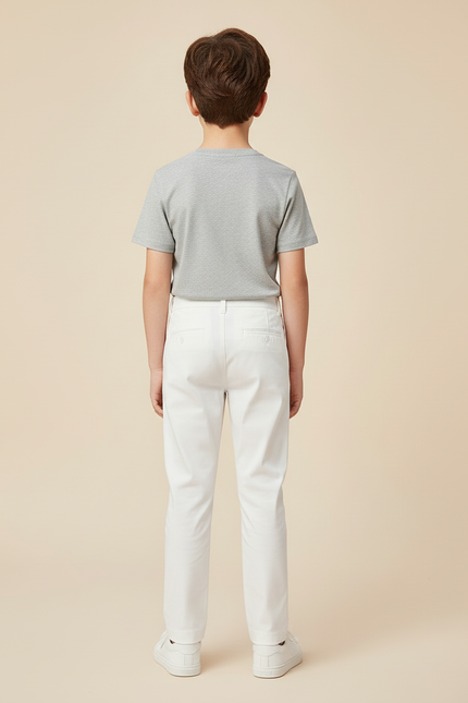 Pantalon Blanc Droit Coton Élégant Garçon - vue 2