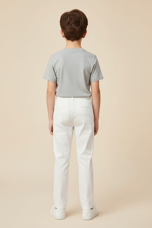 Pantalon Blanc Droit Coton Élégant Garçon - vue 2