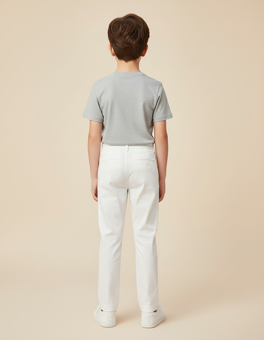 Pantalon Blanc Droit Coton Élégant Garçon - vue 2