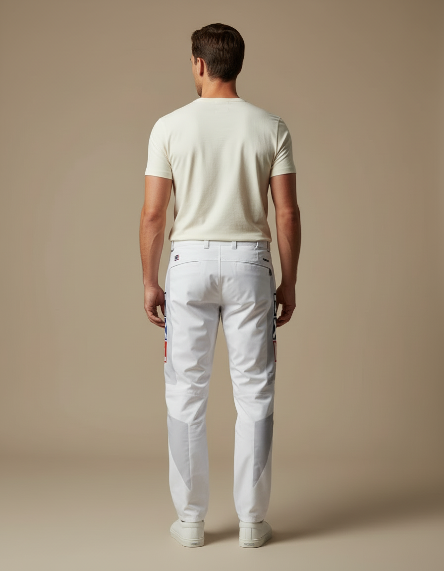 Pantalon Blanc Motocross Racing Sportif Ajusté - Polyester - vue 2