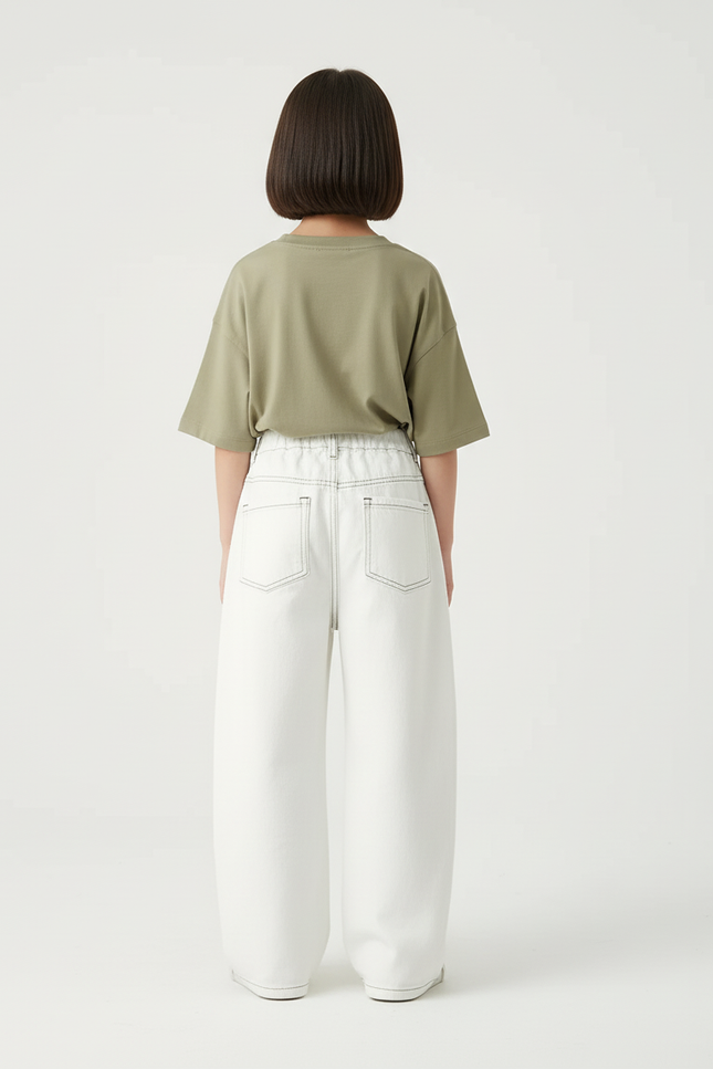Pantalon Blanc Ample Décontracté Enfants Confort - Jean - vue 2