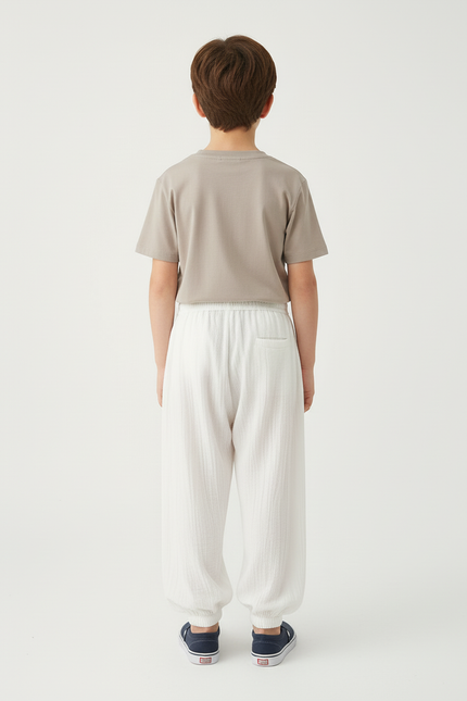 Pantalon Blanc Ample Léger Confortable Enfant - Lin - vue 2