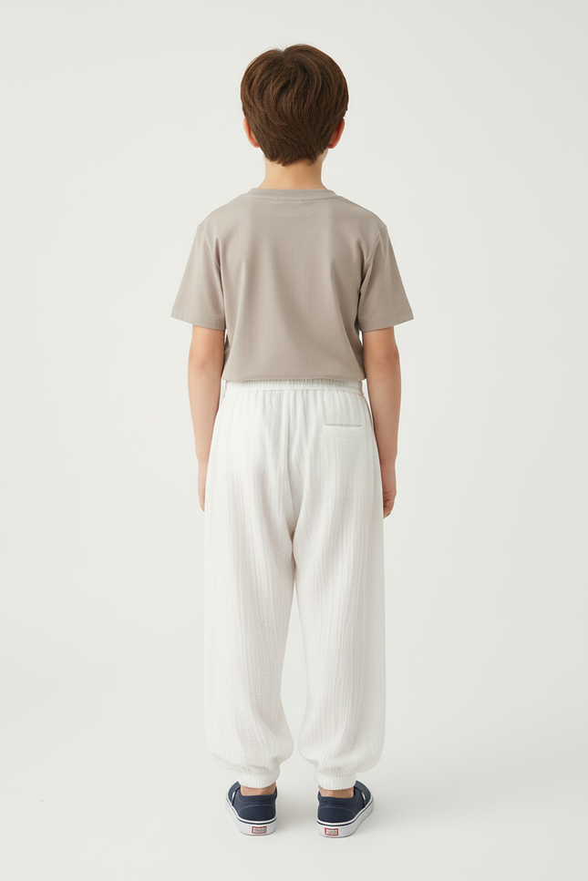 Pantalon Blanc Ample Léger Confortable Enfant - Lin - vue 2