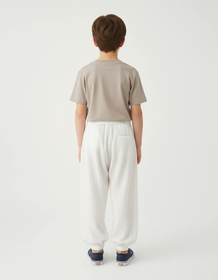 Pantalon Blanc Ample Léger Confortable Enfant - Lin - vue 2