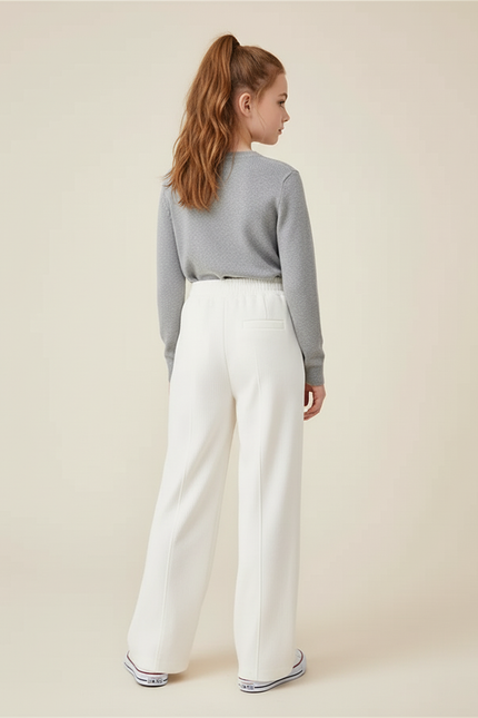 Pantalon Blanc Ample Décontracté Taille Haute Enfant - Molleton - vue 2
