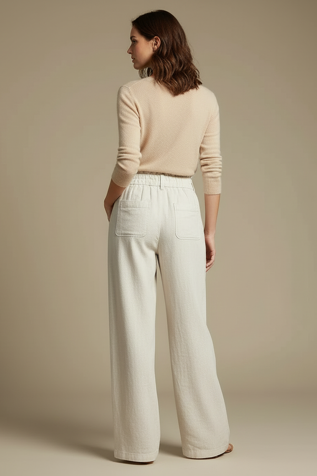 Blanc Cassé Pantalon - Beige Lin - vue 2