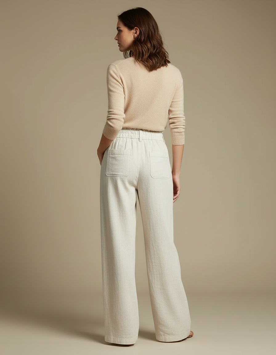 Blanc Cassé Pantalon - Beige Lin - vue 2