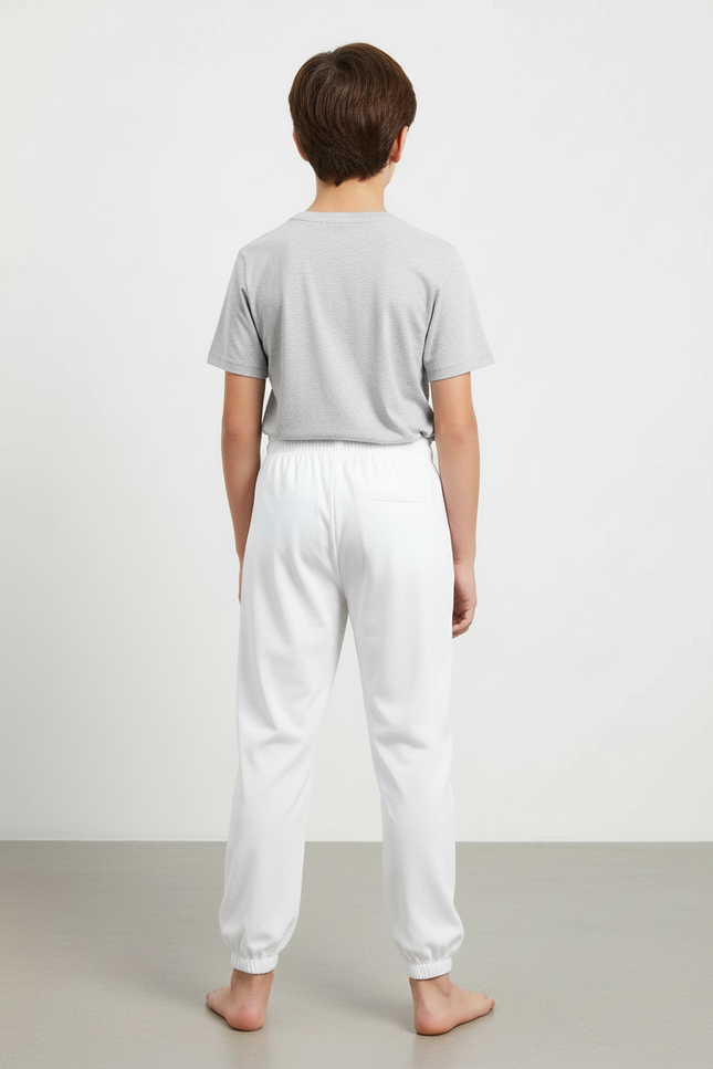 Pantalon Blanc Enfant Basique Sport Coton - Molleton - vue 2