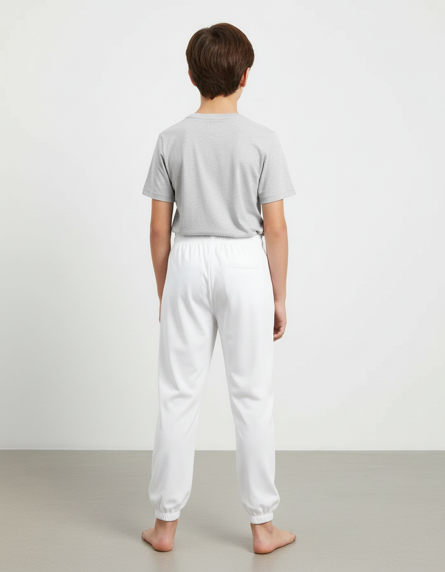 Pantalon Blanc Enfant Basique Sport Coton - Molleton - vue 2
