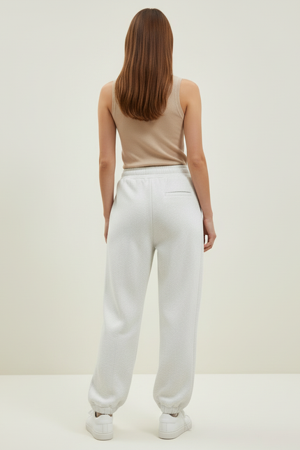 Pantalon Blanc Gris Ample Décontracté Molletonné - vue 2