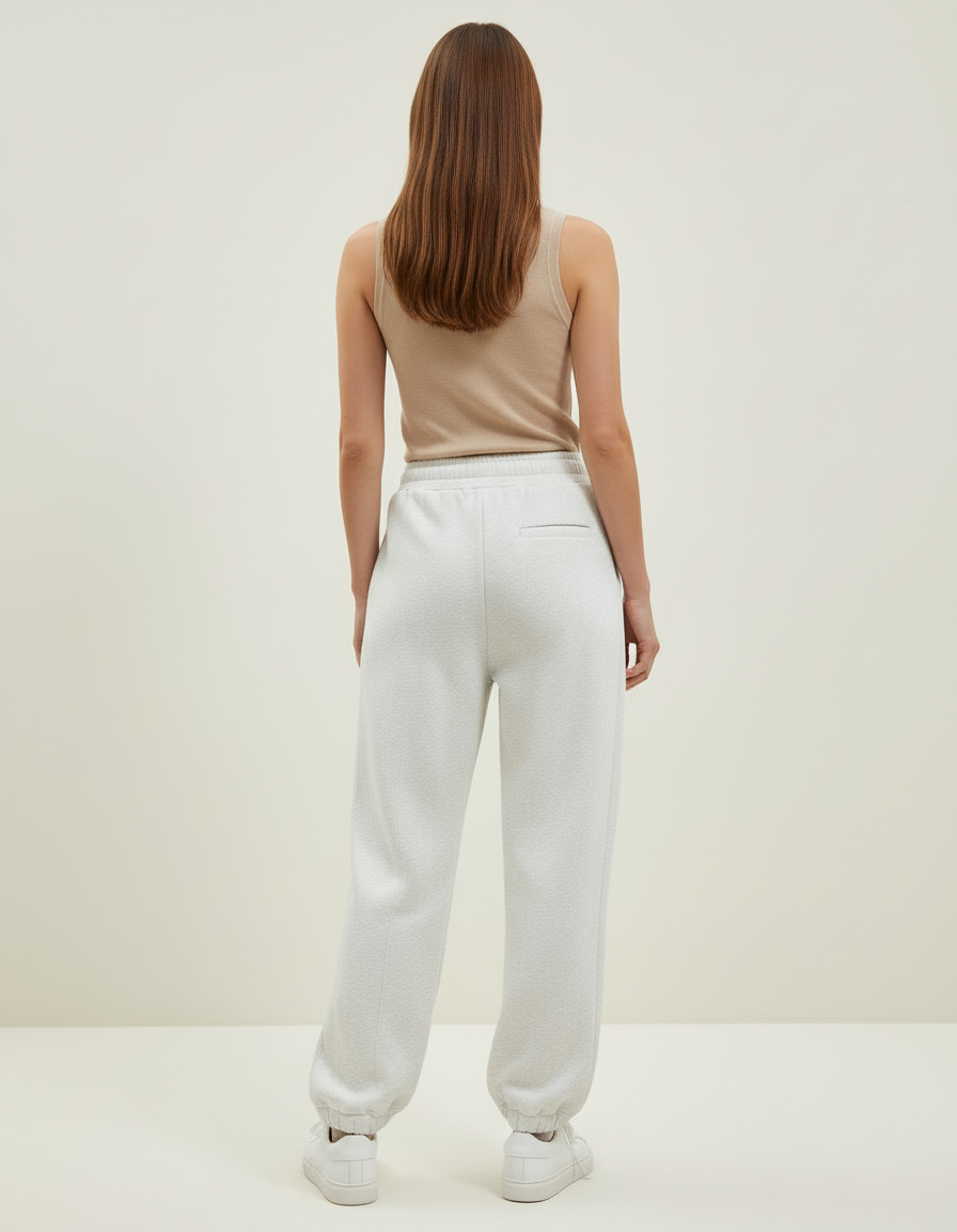 Pantalon Blanc Gris Ample Décontracté Molletonné - vue 2
