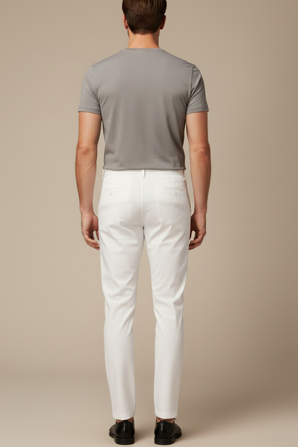 Pantalon Blanc Droit Slim Décontracté Homme Élégant - Gabardine - vue 2