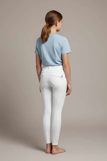 Pantalon Blanc Équestre Enfant Slim Silicone Adhérent - Polyester - vue 2