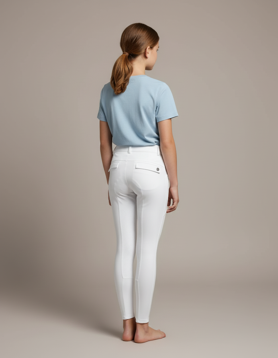 Pantalon Blanc Équestre Enfant Slim Silicone Adhérent - Polyester - vue 2