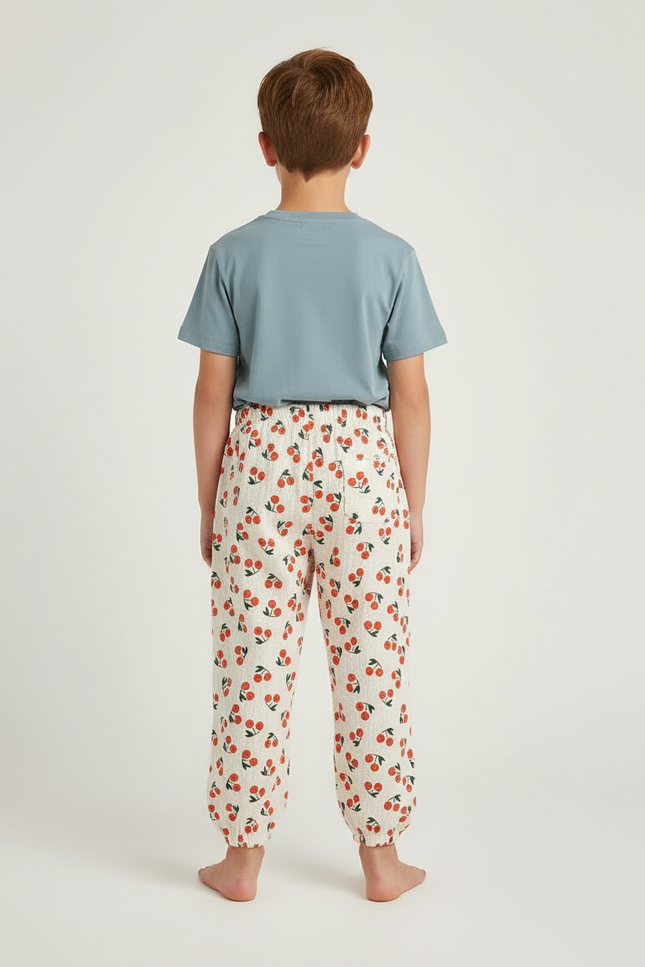 Pantalon Blanc Rouge - Imprimé Coton - vue 2