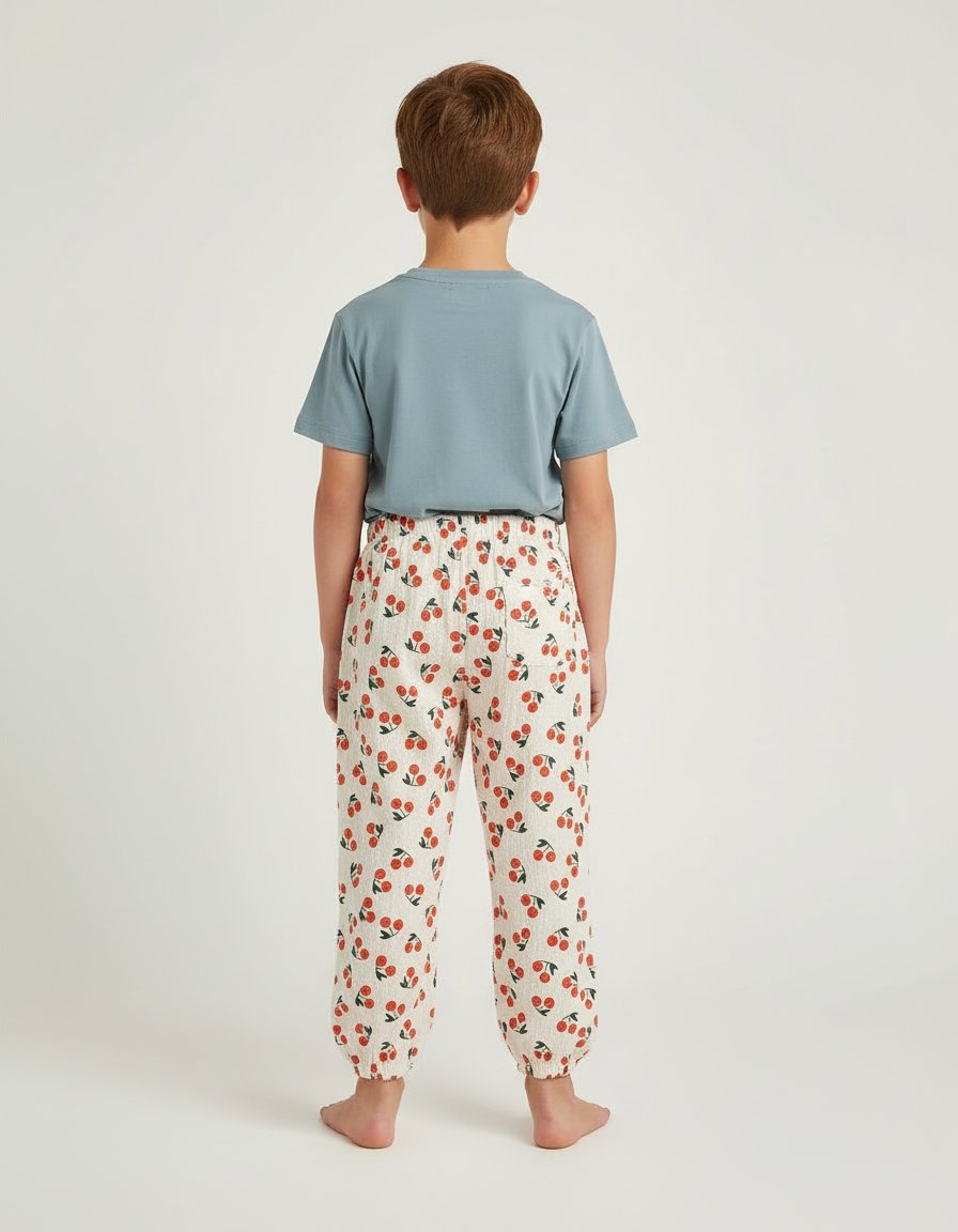 Pantalon Blanc Rouge - Imprimé Coton - vue 2