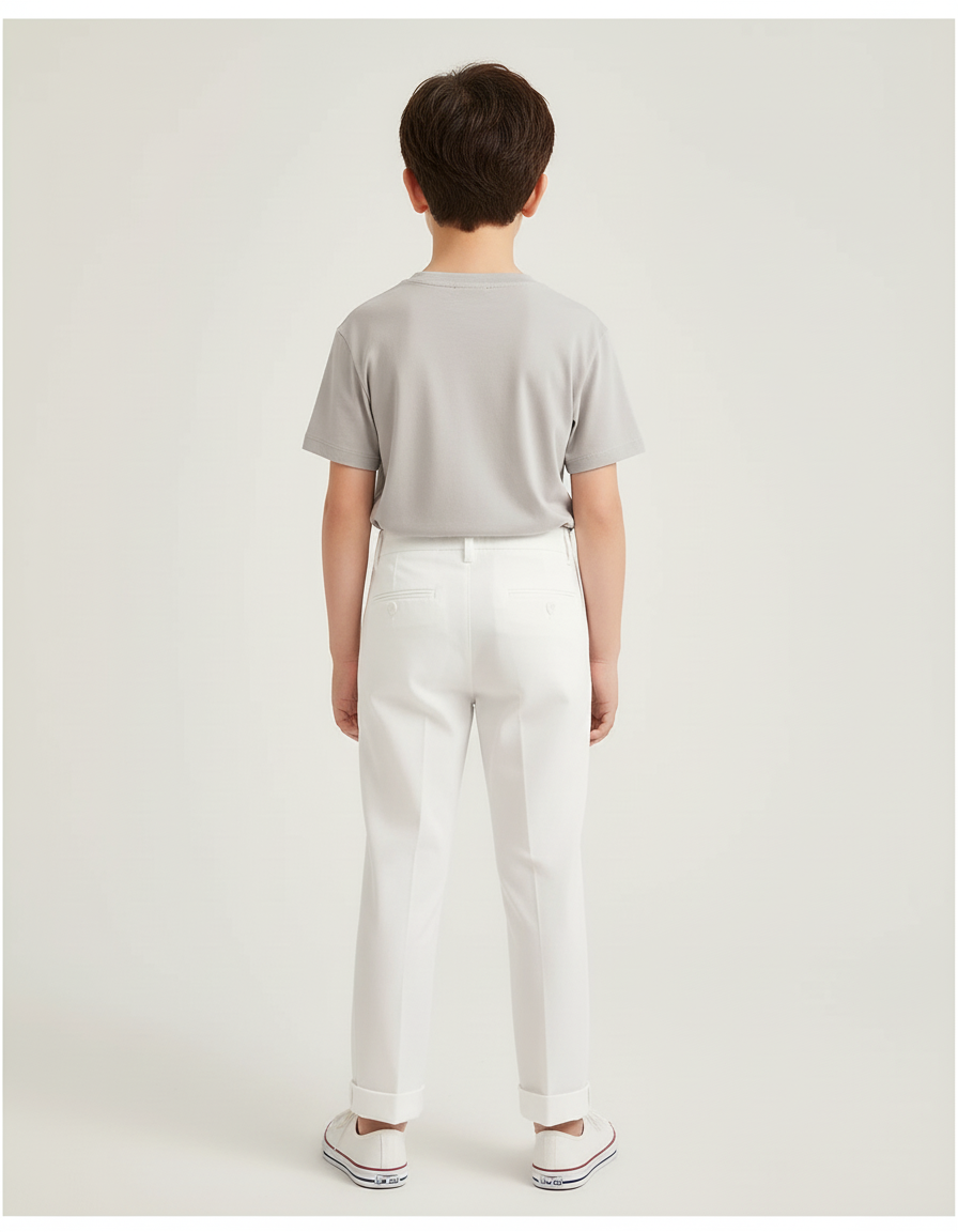 Pantalon Fuselé Blanc - Gabardine - vue 2