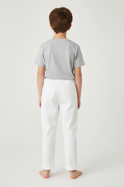 Pantalon Blanc Enfant Droit Décontracté Coton - vue 2