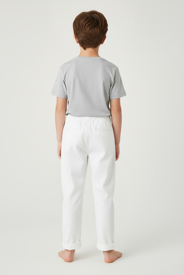 Pantalon Blanc Enfant Droit Décontracté Coton - vue 2
