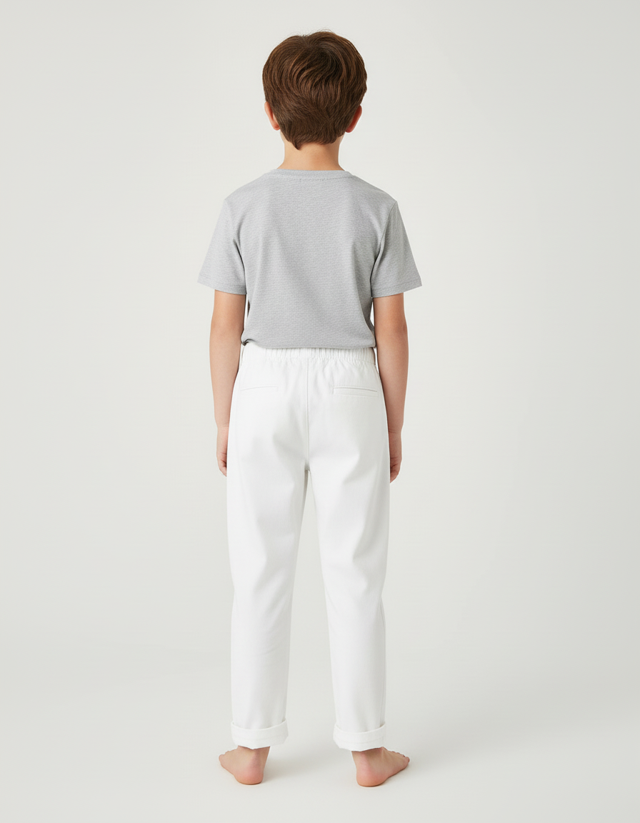 Pantalon Blanc Enfant Droit Décontracté Coton - vue 2