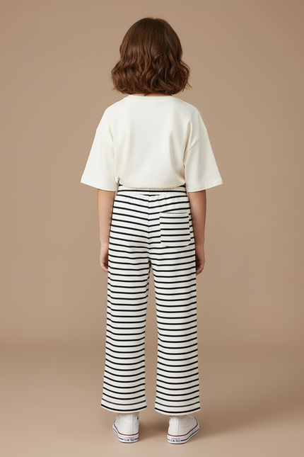 Pantalon Rayé Marine Et Blanc - Molleton - vue 2