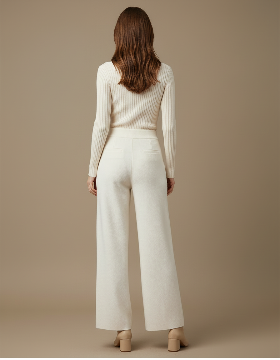 Pantalon Blanc Evasé - Maille - vue 2