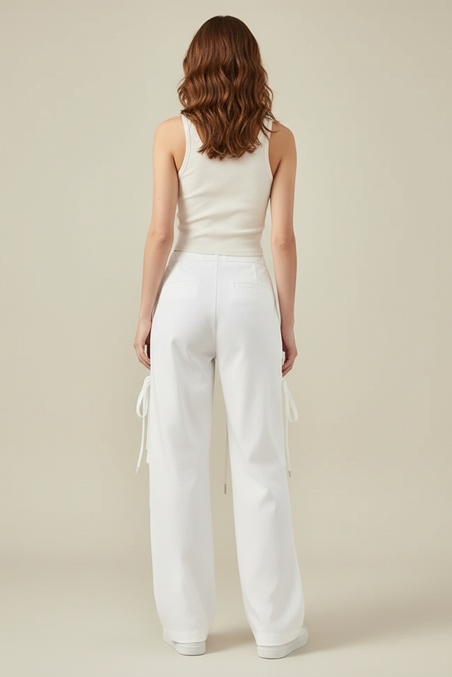 Pantalon Blanc Parachute - Polyester - vue 2