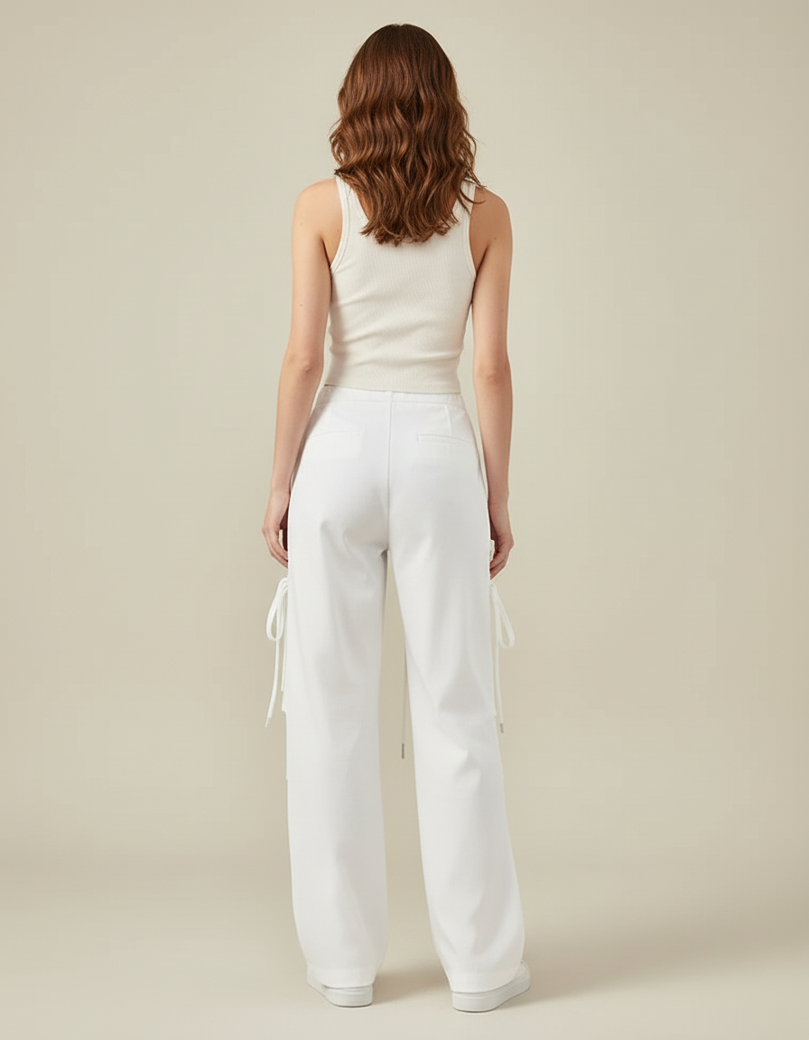 Pantalon Blanc Parachute - Polyester - vue 2