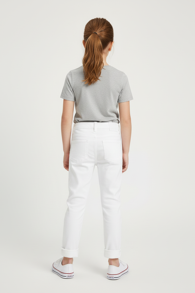 Pantalon Blanc Droit Décontracté Enfant Coton - vue 2