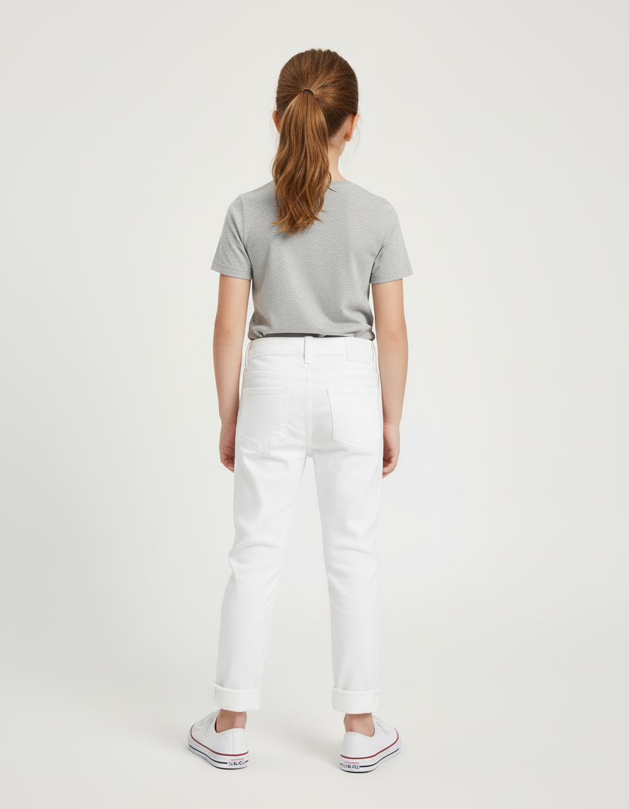 Pantalon Blanc Droit Décontracté Enfant Coton - vue 2