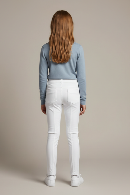 Pantalon Blanc Équestre Enfant Slim Confortable - Polyester - vue 2