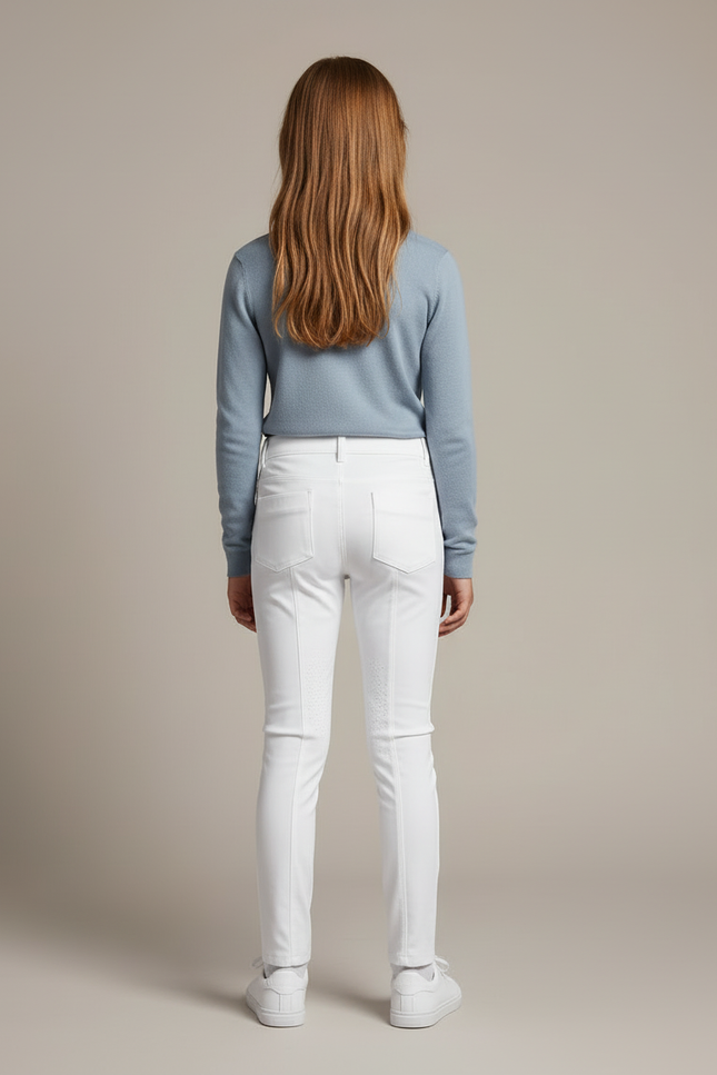 Pantalon Blanc Équestre Enfant Slim Confortable - Polyester - vue 2