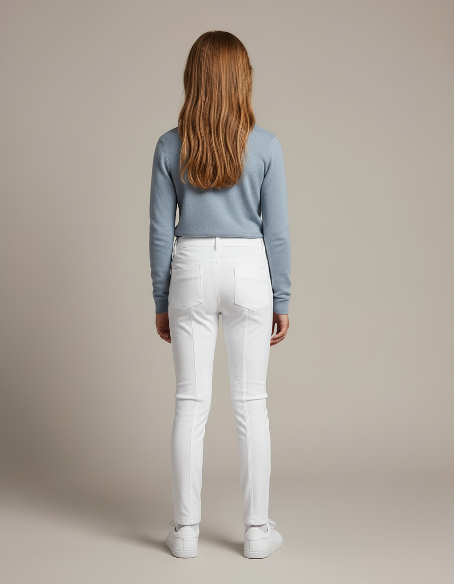 Pantalon Blanc Équestre Enfant Slim Confortable - Polyester - vue 2