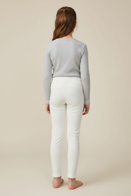Pantalon Blanc Ajusté Chaud Épais Fille - Molleton - vue 2