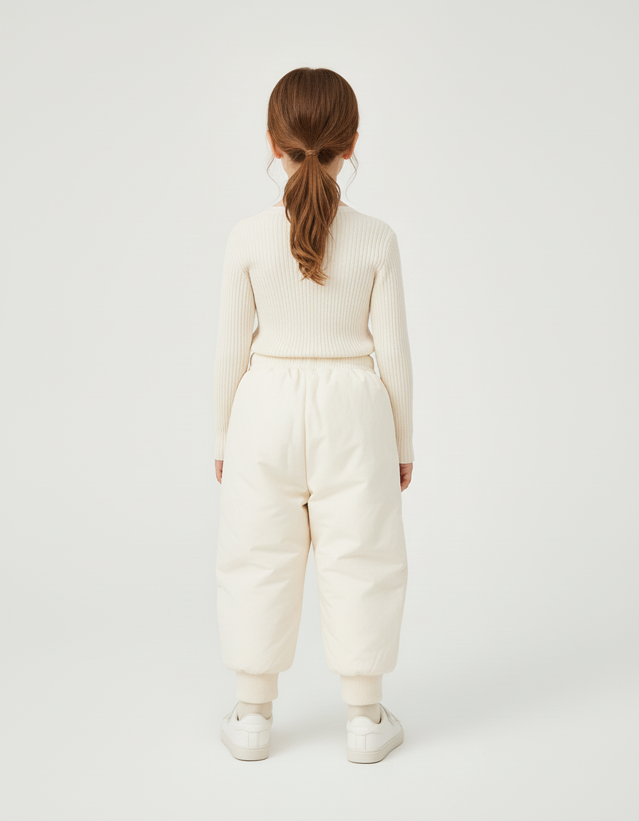 Pantalon Blanc Matelassé Ample Enfant Décontracté Hiver Mignon - Beige Polyester - vue 2