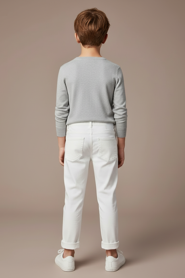 Pantalon Blanc Enfant Garçon Déchiré Décontracté Coton - Jean - vue 2