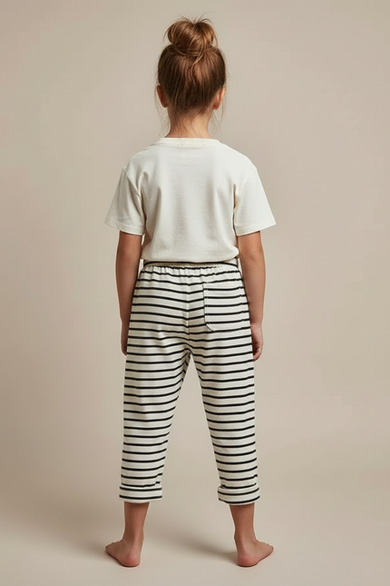 Pantalon Noir Et Blanc Rayure - Multicolore Molleton - vue 2